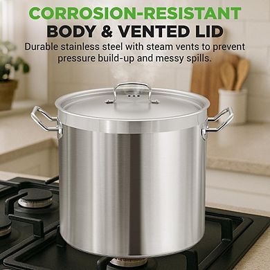 NutriChef 40 Qt Stainless Steel Stockpot Heavy Duty Induction Pot with Lid