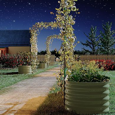 2Pcs Galvanized Vertical Garden Kit Tall Arch Trellis + Raised Planter Boxes