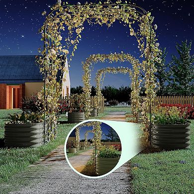 2Pcs Galvanized Vertical Garden Kit Tall Arch Trellis + Raised Planter Boxes