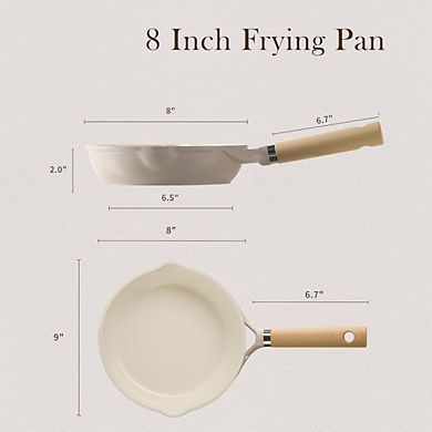 Zoulao 8" Ceramic Nonstick Frying Pan, Induction Compatible, Taupe.
