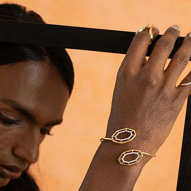 Adjustable Gold-plated Syra Bracelet with Cubic Zirconia by Dhwani Bansal