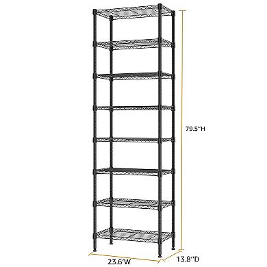 8 Tier Metal Wire Storage Rack 2000 lbs Adjustable Shelf Unit Black 13.8 D 23.6 W 79.5 H 1 Piece