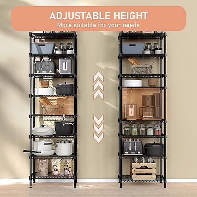 8 Tier Metal Wire Storage Rack 2000 lbs Adjustable Shelf Unit Black 13.8 D 23.6 W 79.5 H 1 Piece