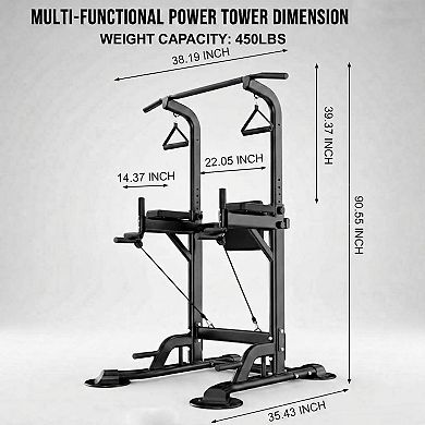 Multi-Function Power Tower with Pull-Up Bar & Resistance Bands, Chin Up Training Equipment