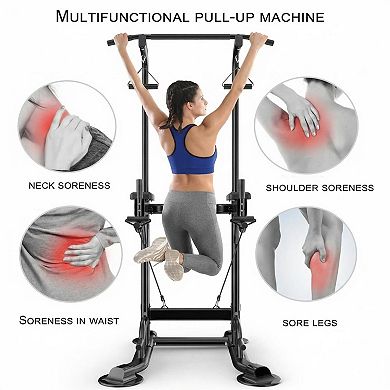 Multi-Function Power Tower with Pull-Up Bar & Resistance Bands, Chin Up Training Equipment