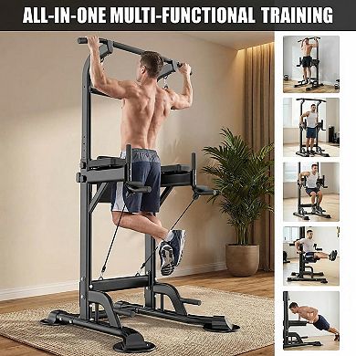 Multi-Function Power Tower with Pull-Up Bar & Resistance Bands, Chin Up Training Equipment