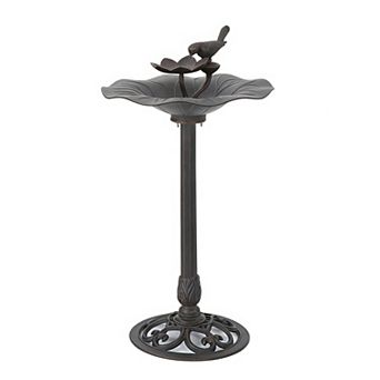Decorative Outdoor Bird Bath with Metal Bowl and Stable Base