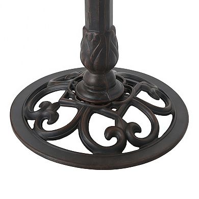 Decorative Outdoor Bird Bath with Metal Bowl and Stable Base