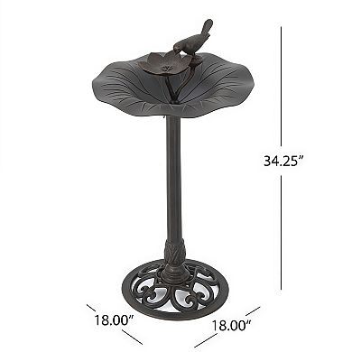 Decorative Outdoor Bird Bath with Metal Bowl and Stable Base