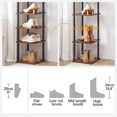 8 Pair Vertical Shoe Rack 8 Tier Narrow Shoe Shelf 11 x 11 x 53 Inch for Closet Entryway