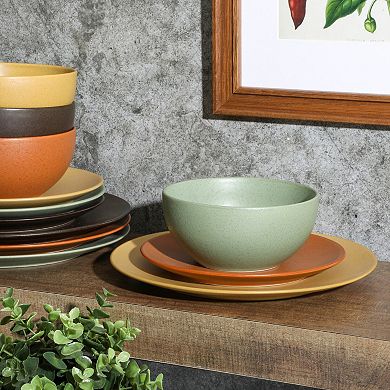Gibson Elite Capetown Assorted Color Reactive Glaze Round Stoneware Dinnerware Set