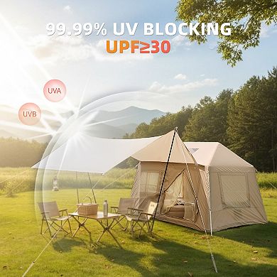 KWPZQEB Outdoor Easy Setup 4 Season Windproof Glamping Tent with Mesh Windows & Pump