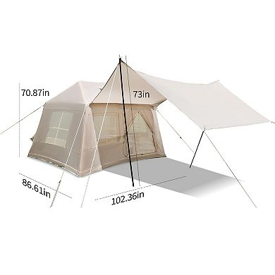 KWPZQEB Outdoor Easy Setup 4 Season Windproof Glamping Tent with Mesh Windows & Pump