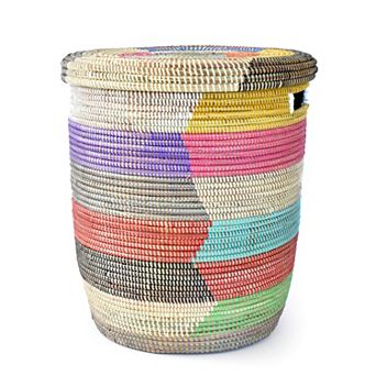 Herringbone Lidded Storage Basket