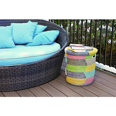 Herringbone Lidded Storage Basket