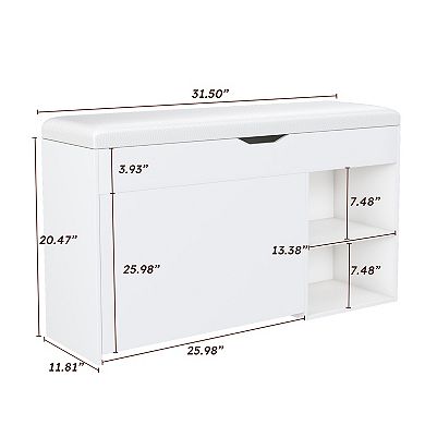 Lufeiya Entryway Bench with Shoe Storage and Adjustable 3-Tier Flip-Up Drawers, Upholstered Seat