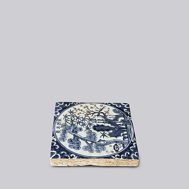 Hand Painted Porcelain Three Friends Tile