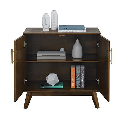 KWPZQEB Retro Fluted Sideboard with Adjustable Shelves & Metal Handles for Living Room