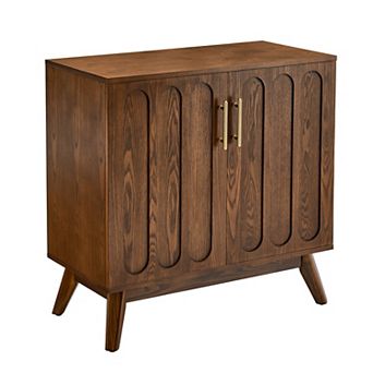 KWPZQEB Retro Fluted Sideboard with Adjustable Shelves & Metal Handles for Living Room