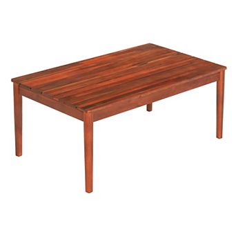 KWPZQEB Brian Coffee Table, Wooden Slat Design Outdoor Table for Garden, Backyard