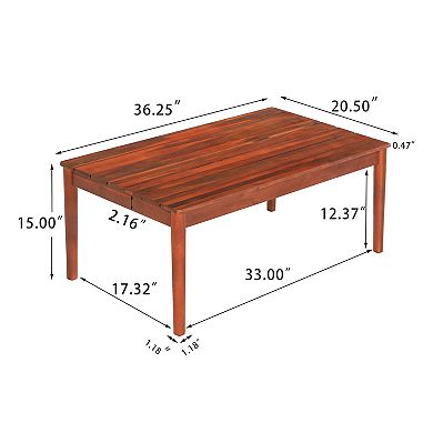 KWPZQEB Brian Coffee Table, Wooden Slat Design Outdoor Table for Garden, Backyard