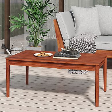 KWPZQEB Brian Coffee Table, Wooden Slat Design Outdoor Table for Garden, Backyard