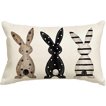 Easter Bunny Pillow Cover, Seasonal Decorative Cushion Case for Sofa Couch