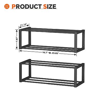 2 Pack Wall Mounted Hanging Shoe Rack Organizer Metal Holds 12 Pairs Space Saving Black