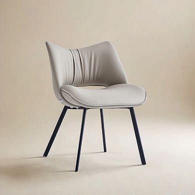 Solid Grey Dining Chairs, Mid-Century Style Side Chairs, Leather-Aire Upholstered For Dining Room