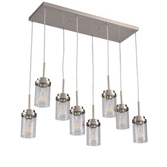 Modern Farmhouse 8-Light Linear Kitchen Island Pendant Chandelier with Glass Shades