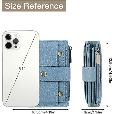Small Women's Wallet Ladies Credit Card Holder with 4 ID Windows & Zip Coin Pocket RFID Blocking