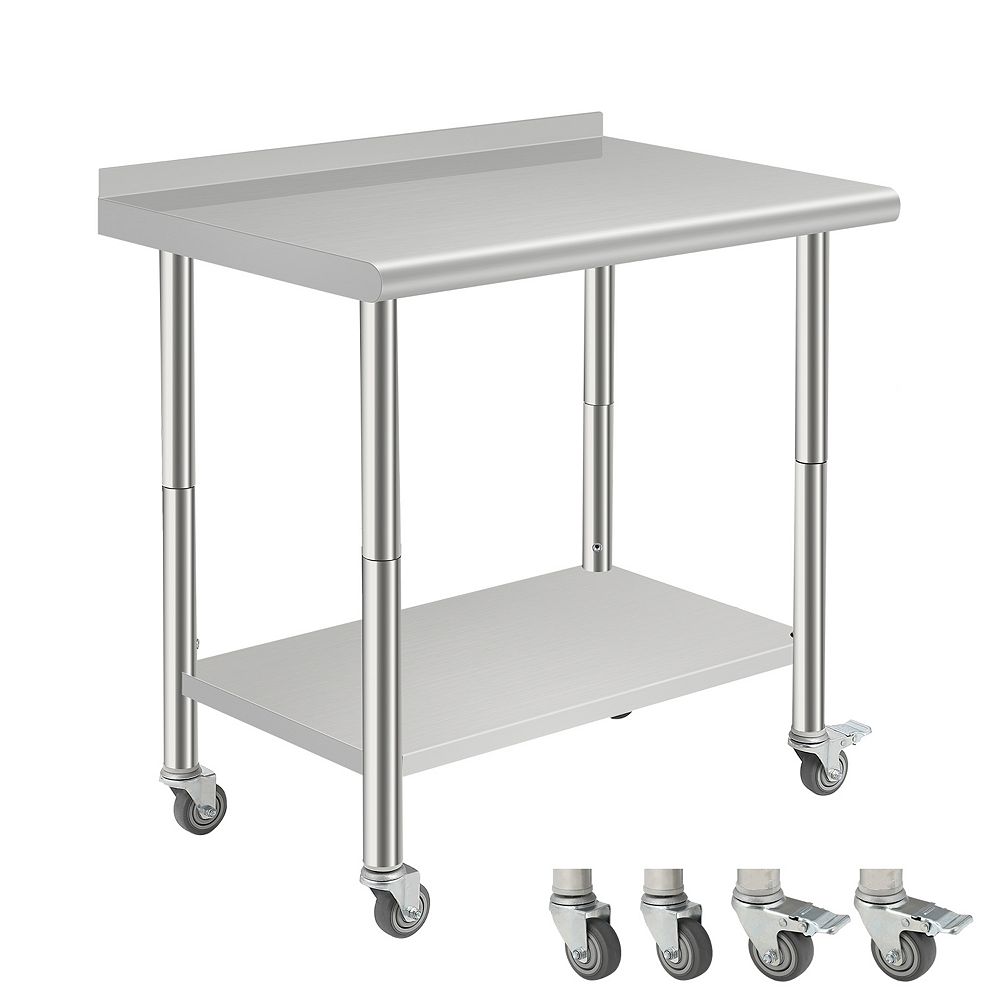 Double-Layer Workbench With Casters,No Rear Panel,08 Straight Edge,And ...
