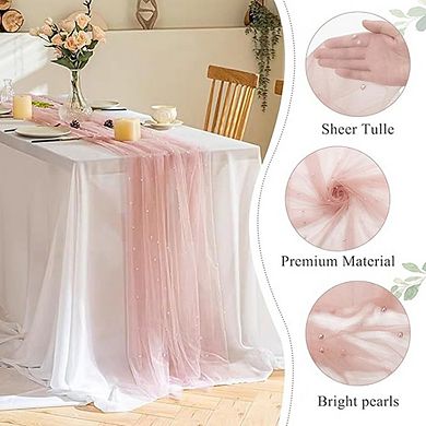 Tulle Lace Table Runner Elegant Sheer Fabric for Wedding & Party Decor