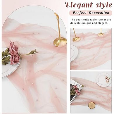 Tulle Lace Table Runner Elegant Sheer Fabric for Wedding & Party Decor