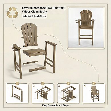HDPE Bar Height Adirondack Chair with Cup Holder