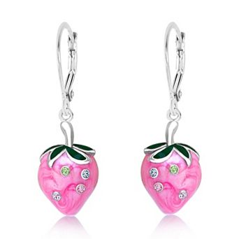 Kids Strawberry Earrings for Girls Hypoallergenic Kids Earrings with Sterling Silver Leverbacks