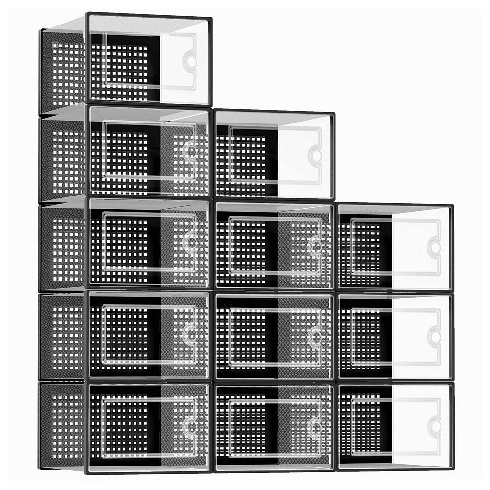 X Large Clear Stackable Shoe Storage Boxes 12 Pack Fits Mens Size 11 ...