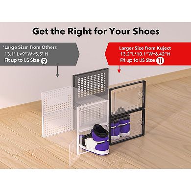 X Large Clear Stackable Shoe Storage Boxes 12 Pack Fits Mens Size 11 Womens Size 12 Entryway Closet
