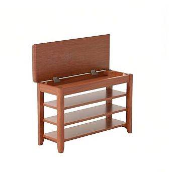 100% Solid Wood Entryway Shoe Rack & Shoe Bench Cabinet, Suitable for Entryway, Hallway, Passageway