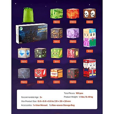 Magnetic Building Blocks Set for Kids 100 Pieces, Dual‑Sided Panels