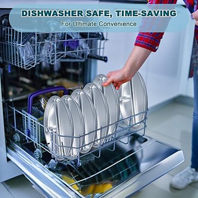 Zoulao 6-Pack Stainless Steel Divided Plates, 9" Portion Control, Unbreakable, Dishwasher Safe.