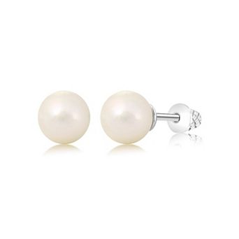 Girls Pearl Earrings - Hypoallergenic Kids Earrings with Surgical Titanium Screwbacks