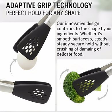 14-Inch Silicone Flexible Tongs, Heat-Resistant Stainless Steel Kitchen Tool