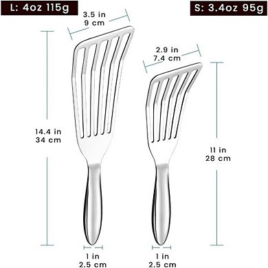 Zoulao Stainless Steel Fish Spatula Set: 2 Ultra-Thin Turners with Non-Slip Handle