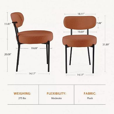 YIORTWO Upholstered Dining Chairs Set of 2, Curved Backrest Accent Chairs with Metal Legs