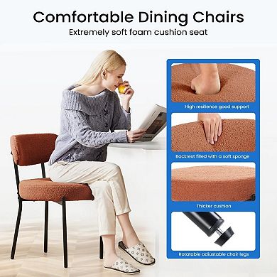 YIORTWO Upholstered Dining Chairs Set of 2, Curved Backrest Accent Chairs with Metal Legs
