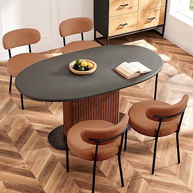 YIORTWO Upholstered Dining Chairs Set of 2, Curved Backrest Accent Chairs with Metal Legs