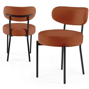 YIORTWO Upholstered Dining Chairs Set of 2, Curved Backrest Accent Chairs with Metal Legs