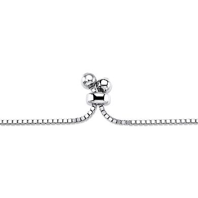 .92 Cttw.Platinum-Plated Simulated Birthstone and CZ Adjustable Bolo Bracelet 9"