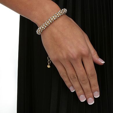 Crystal Rope Necklace, Bracelet and Drop Earrings Set in Goldtone